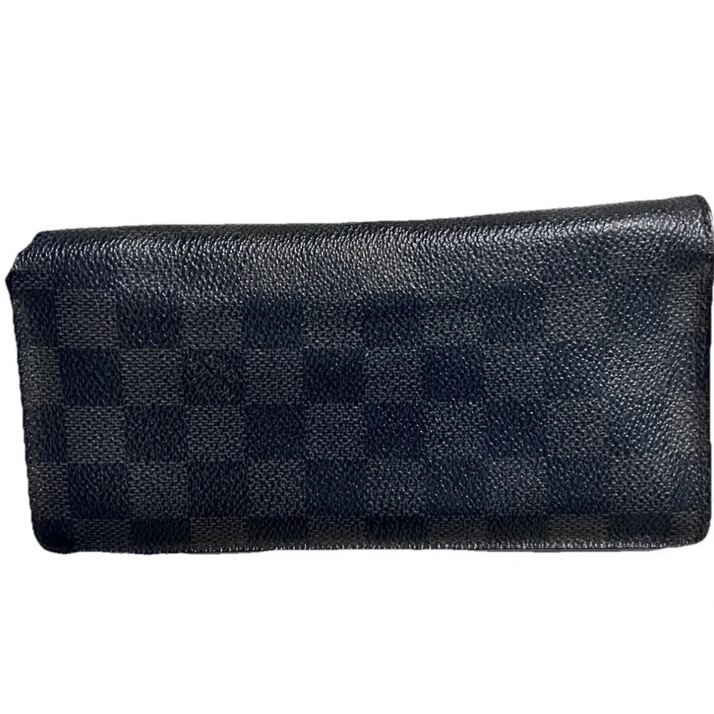 LOUIS VUITTON LV Vintage Brazza Long Bifold Wallet Damier Graphite Authentic